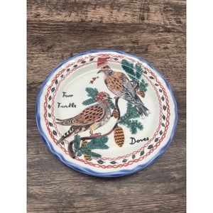 Anthropologie Nathalie Lete 12 Days of Christmas Dessert Plate 2 Turtle Doves